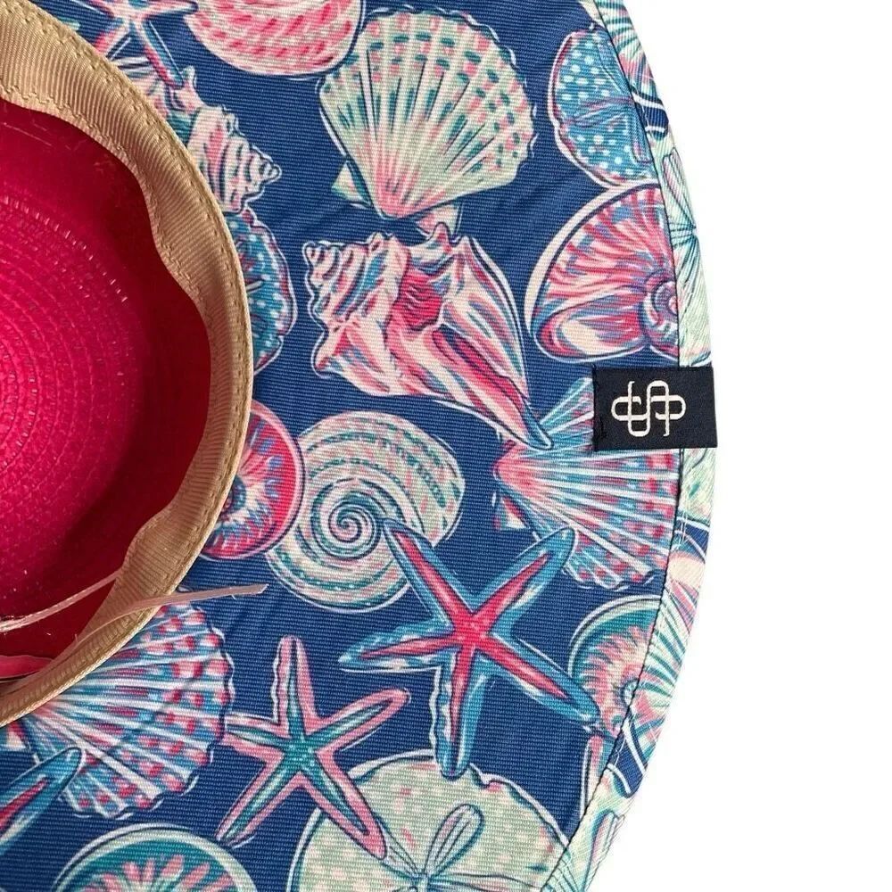 Simply Southern Womens Preppy Straw Hat O/S Salty Pink Beach Vacation Wide Brim - Picture 3 of 6